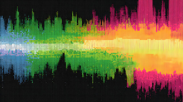 Pixelated bitmap distortion with dither effect and speckled glitch 8 bit noise. Horizontal gradation mimics signal disruption or audio waveform interference. Vector illustration Stock Vector