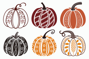set of Pumpkin vector silhouette illustration isolated on white background