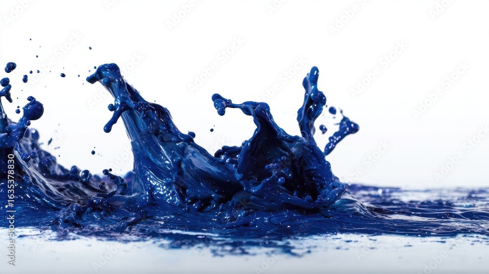 Aufkleber vibrant splash of blue paint on white background with dynamic movement capturing fluidity and energy
