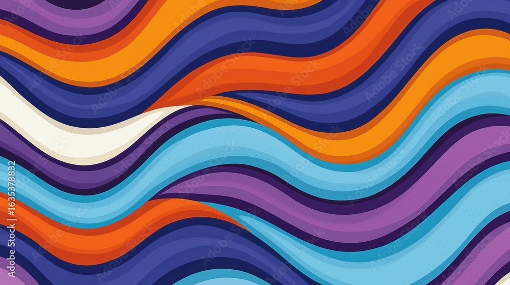 Poster Colorful Wavy Pattern with Vibrant Lines and Dynamic Flowing Design