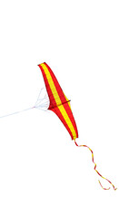 Colorful Kite Flying Against A Black Abstract Isolated Transparent Background