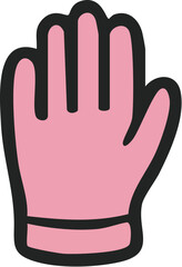 Simple pink cartoon hand gesture icon isolated on white background.