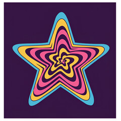 Abstract Star Illustration With Purple Background and Colorful Swirls