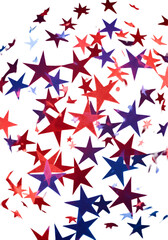 Abstract Starry Illustration with Red and Blue Stars on a Black Background