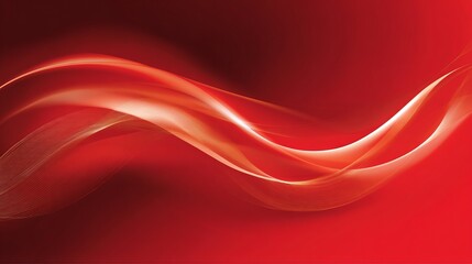 Naklejka premium Abstract red background with flowing, light orange/gold curves
