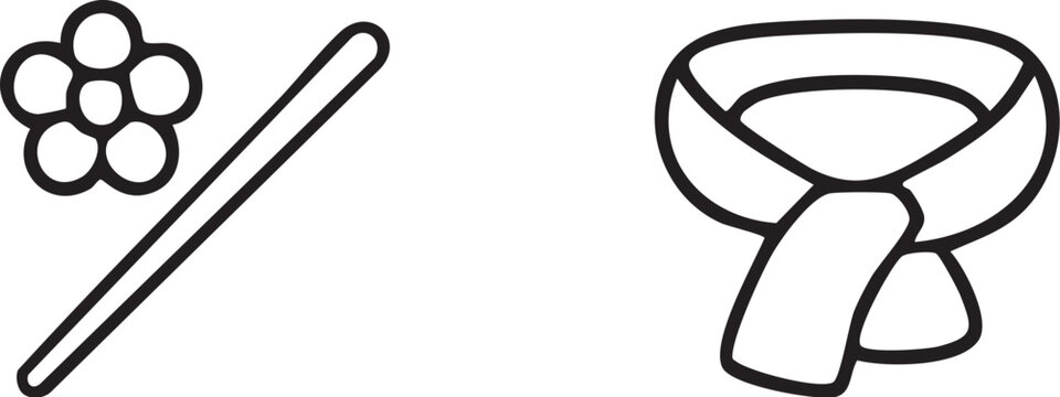 Traditional Korean Accessories and Ornaments Line Art.