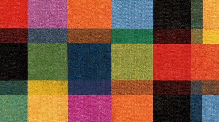 Fototapeta premium Abstract Colorful Textile Pattern with Geometric Blocks Creating a Vibrant and Engaging Visual Experience for Design and Art Projects