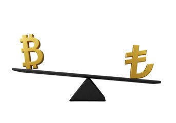 Bitcoin And Turkish Lira On A Balance Scale A Financial Illustration