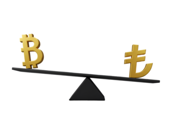 Bitcoin And Turkish Lira On A Balance Scale A Financial Illustration