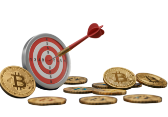 Bitcoin Target with Arrow and Cryptocurrency Coins on Transparent Background Photo
