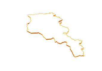 Armenia Outline Map Illustration On Isolated Black Background With Orange Borders
