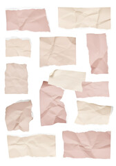 Arranged Torn Paper Pieces on a Transparent Background Illustration