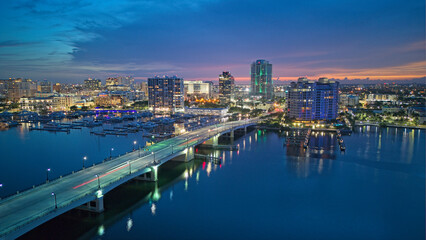 aerial view of Flagler Memorial Bridge and West palm Beach