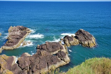 Rocky coastline with vast ocean view