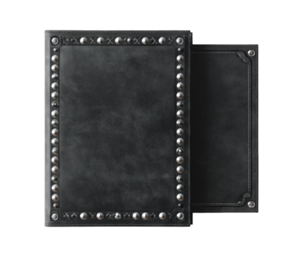 Dark grey leather bound book, two-toned