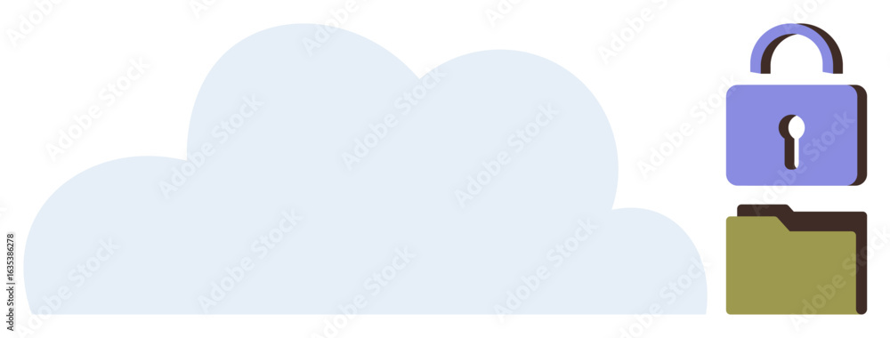 Poster cloud with a secure padlock and locked folder symbolizing data safety, cloud storage, and cybersecur