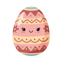 Cartoon Easter Egg Illustration In Pink With Floral Decorations