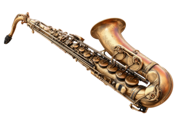 Antique saxophone, golden brass, intricate design