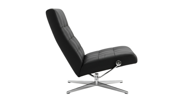 Black Modern Chair with Metallic Base on Transparent Background Photo