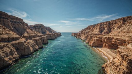 Fototapeta premium AI-generated stunning coastal cliffs with clear blue water under a bright sky