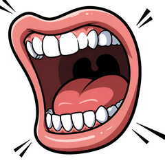 Cartoon Illustration Of An Open Mouth With White Teeth And Pink Gums