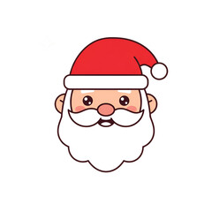 Cheerful Santa Claus Face Illustration with Red Hat and White Beard