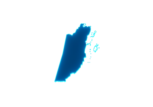 Blue Glowing Contour Map Illustration Of Belize Isolated On Black Background