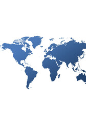 Fototapeta premium Blue World Map Silhouette Illustration On Transparent Black Background