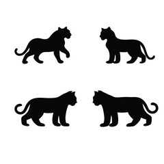 Set of panther silhouettes. isolated vector 