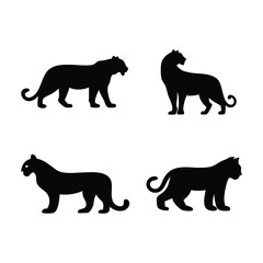 Set of panther silhouettes. isolated vector 