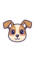 Cartoon Puppy Face Illustration With Brown And White Fur Isolated On Transparent Background