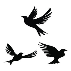 Flying birds silhouettes pattern wallpaper. Vector illustration. isolated bird flying vector