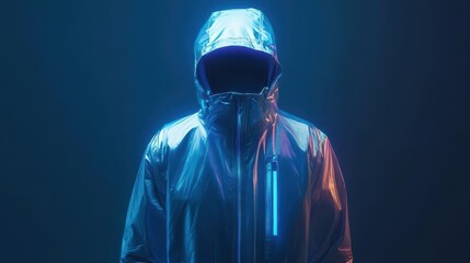 Futuristic Hooded Jacket in Neon Light