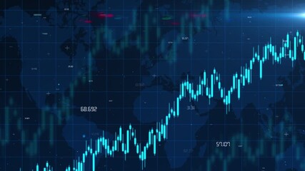 Bullish Stock Market Chart Business financial  technology digital stock exchange graph candlestick trend currency background - Powered by Adobe