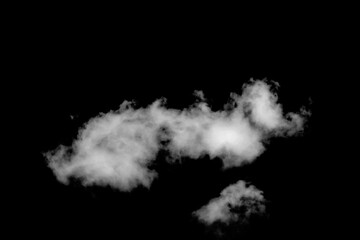 White clouds isolated on black background