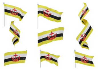 Brunei Flags Illustration Set on Transparent Background