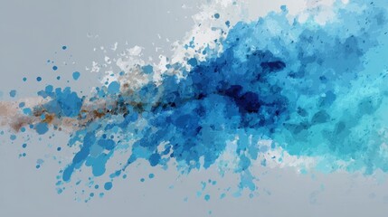 Obraz premium Vibrant Abstract Splash of Blue Paint with Soft Gradients and Dynamic Brushstrokes for Artistic Backgrounds or Creative Projects