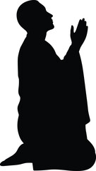 Silhouette of person kneeling in prayer, spiritual meditation, religious devotion, faith and worship concept, humble pose, seeking peace, hope, and connection in sacred moment.

Art & Illustration