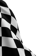 Checkered Racing Flag Illustration In Black And White Isolated on Black Background
