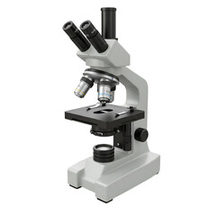 Detailed 3D Illustration of a Microscope against a Transparent Background