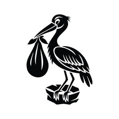 Stork Logo - Elegant Bird Carrying Bundle Graphic Design
