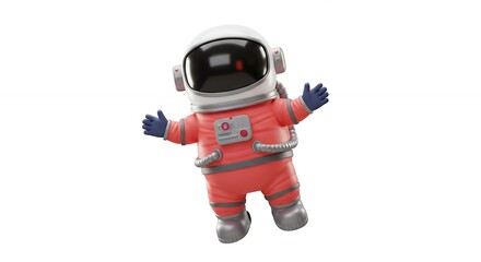 Cartoon astronaut in orange spacesuit