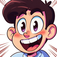 Cheerful Cartoon Boy Portrait With Smiling Face And Transparent Background Illustration