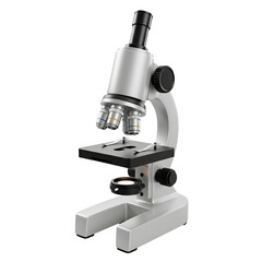 Detailed 3D Render of a Shiny Microscope on Transparent Background
