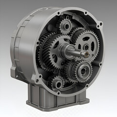 Detailed 3D Render Of Metallic Gears Inside A Machine Structure