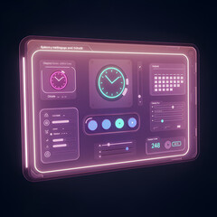 Fototapeta premium Digital Interface Illustration Showing Futuristic Neon Pink and Blue Design Elements