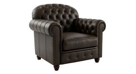 Classic Brown Leather Armchair Isolated on Transparent Background 3d Render