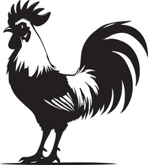Stylized Silhouette of Rooster with Flowing Feathers