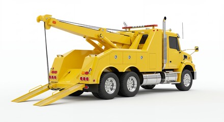 Naklejka premium Yellow tow truck rear view