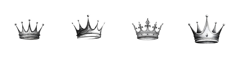 Collection of Hand-Drawn Crowns, Royal and Elegant